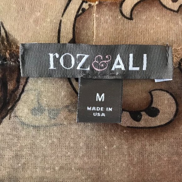 Roz & Ali Floral Print Shark Bite Beaded Tunic Top - Picture 2 of 5